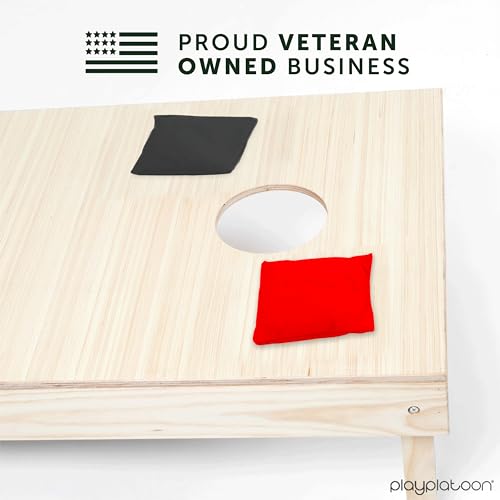 Play Platoon Premium Weather Resistant Duck Cloth Cornhole Bags - Set of 8 Bean Bags for Corn Hole Game - 4 Red & 4 Black... - Image 3