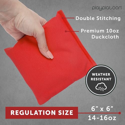 Play Platoon Premium Weather Resistant Duck Cloth Cornhole Bags - Set of 8 Bean Bags for Corn Hole Game - 4 Red & 4 Black... - Image 2