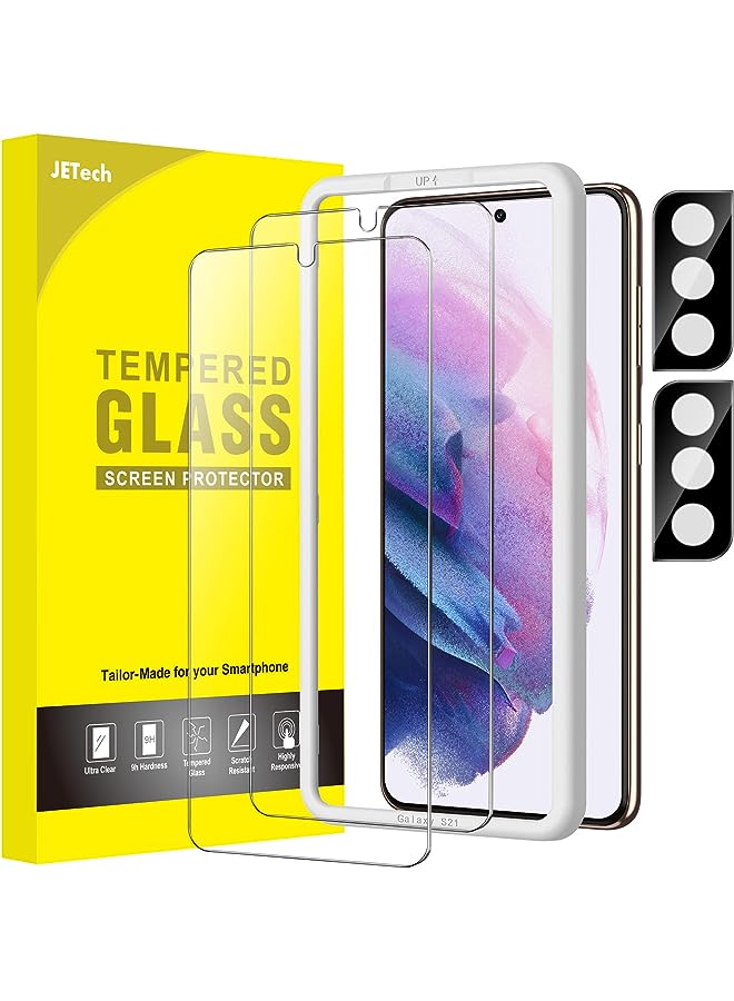 جي تيك واقي شاشة Jetech لـ Samsung Galaxy S21 6.2 بوصة مع واقي عدسة الكاميرا ، وأداة التثبيت السهلة ، والفيلم الزجاجي المقسى ، و Clear Clear ، و 2 عبوة لكل منهما - Image 1