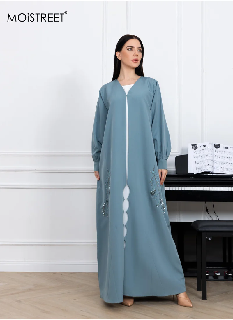 Moistreet Barbie Crepe Embroidery Abaya