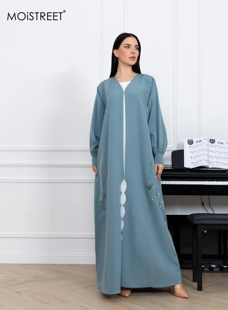 Moistreet Barbie Crepe Embroidery Abaya