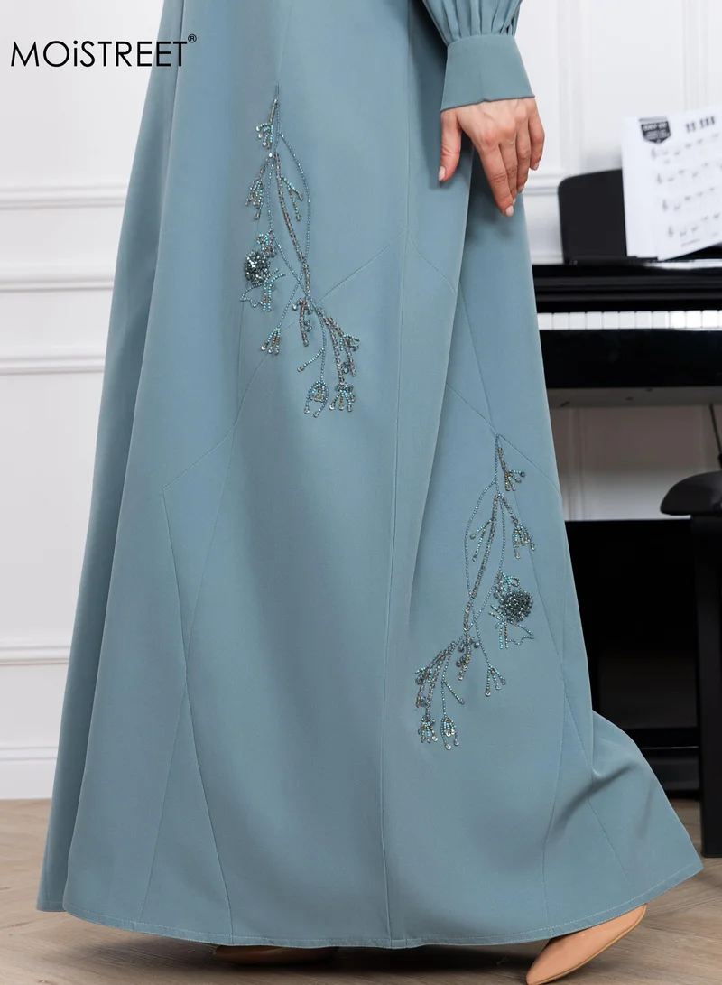 Moistreet Barbie Crepe Embroidery Abaya