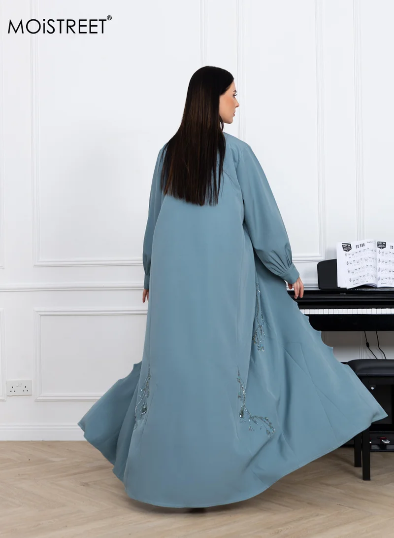 Moistreet Barbie Crepe Embroidery Abaya