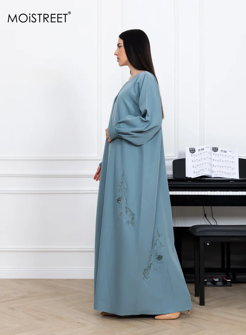 Moistreet Barbie Crepe Embroidery Abaya