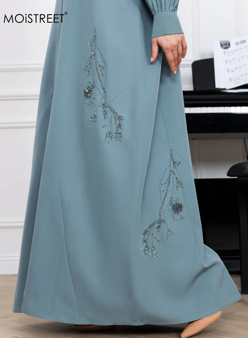 Moistreet  MOiSTREET Barbie Crepe Embroidery Abaya for Women | Best Price UAE