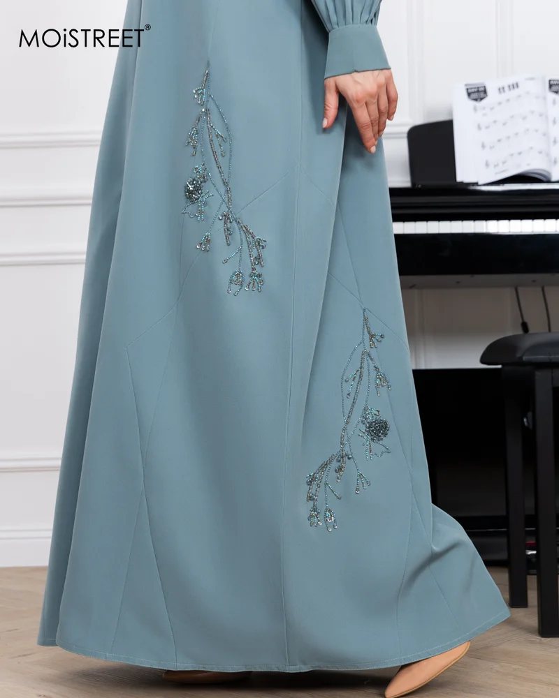 Moistreet  MOiSTREET Barbie Crepe Embroidery Abaya for Women | Best Price UAE