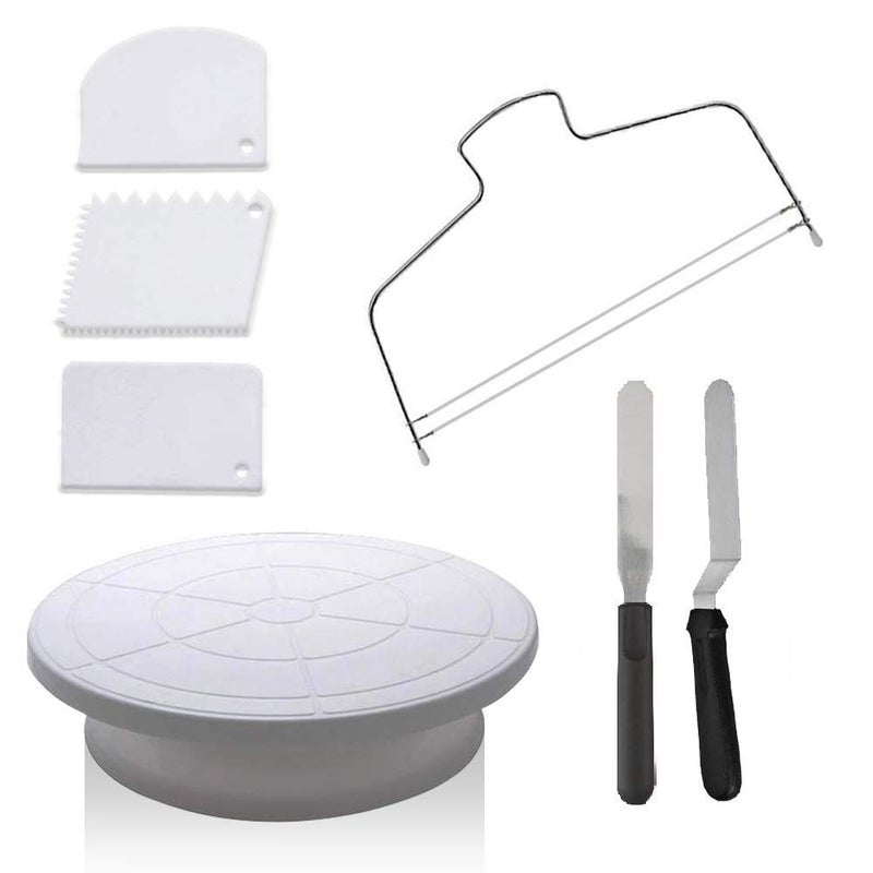 MASTER ROYAL BACKNCOOK TOOLS أدوات الطهي MASTER ROYAL BACKNCOOK AmazingShop Marvino لتزيين الكعك مع قاعدة دوارة بقطر 11 بوصة وملعقة زوايا وكاشطة ومسطرة كعك - Image 1