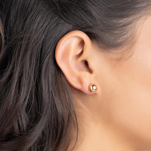 Barzel 18K Gold Plated Ball Stud Earrings Set, Sizes 3-10MM, 5 Pack, High Polish Finish Ball Suds - Image 4