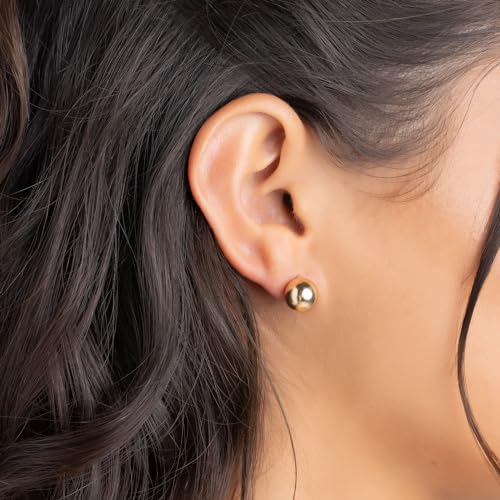 Barzel 18K Gold Plated Ball Stud Earrings Set, Sizes 3-10MM, 5 Pack, High Polish Finish Ball Suds - Image 3