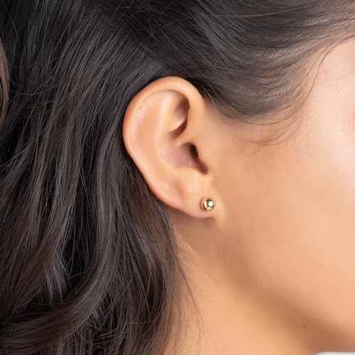 Barzel 18K Gold Plated Ball Stud Earrings Set, Sizes 3-10MM, 5 Pack, High Polish Finish Ball Suds - Image 5