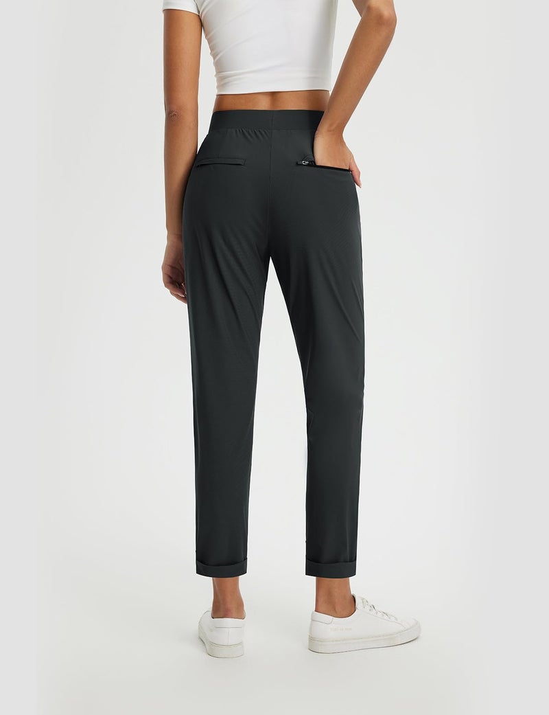 baleaf Womens Pants Petite Travel Pants Stretchy Work Pants Dressy Business Casual Slacks Golf Airport Clothing Summer Black M - Image 2