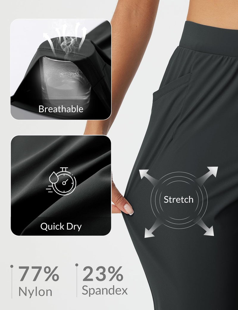 baleaf Womens Pants Petite Travel Pants Stretchy Work Pants Dressy Business Casual Slacks Golf Airport Clothing Summer Black M - Image 4