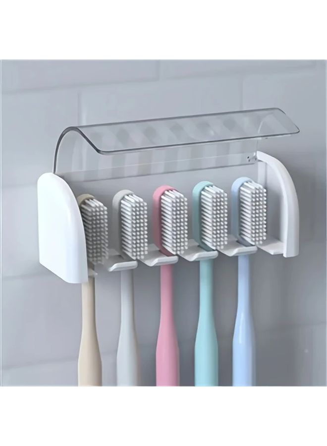 Blue 5 Slot Waterproof Toothbrush Holder No Drill Wall Mount Bathroom Organizer - Image 2