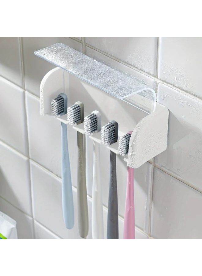 Blue 5 Slot Waterproof Toothbrush Holder No Drill Wall Mount Bathroom Organizer - Image 5