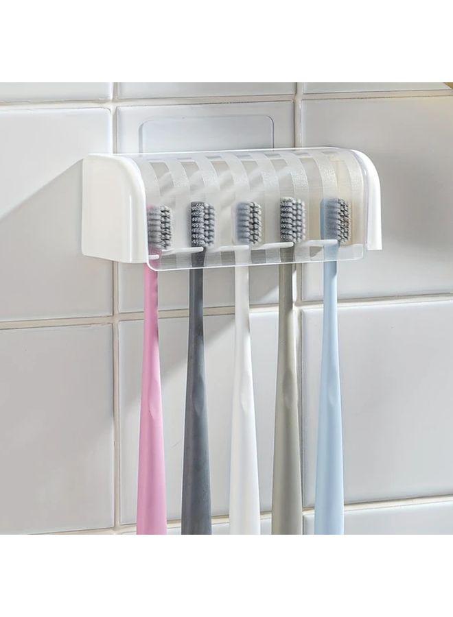 Blue 5 Slot Waterproof Toothbrush Holder No Drill Wall Mount Bathroom Organizer - Image 4