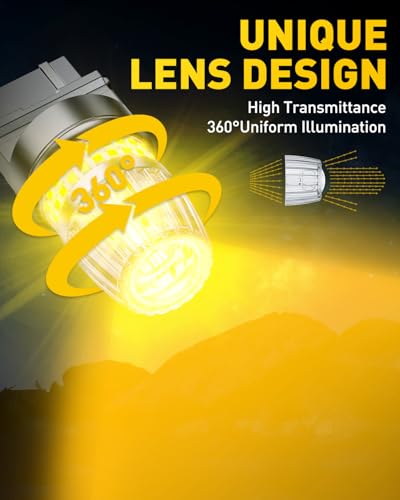 AUXITO Latest 3157 LED Bulb Amber 3157A LED Turn Signal Bulb 700 Brighter 3156 3057 4157 3457 4057 4114 LED Bulbs with Projector for Parking DRL Reverse Tail Brake Blinker Marker Light Pack of 2 - Image 3