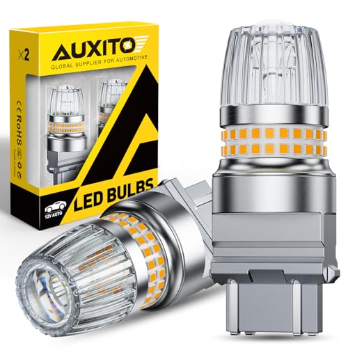 AUXITO Latest 3157 LED Bulb Amber 3157A LED Turn Signal Bulb 700 Brighter 3156 3057 4157 3457 4057 4114 LED Bulbs with Projector for Parking DRL Reverse Tail Brake Blinker Marker Light Pack of 2 - Image 1