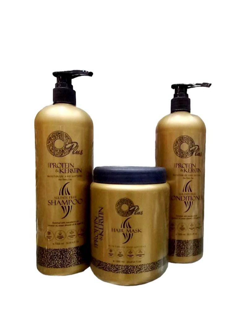 Oplus Shampoo, Conditioner And Mask 1000 ml For Hair Treated With Protein And Keratin. It Does Not Contain Sulfates Or Sodium
