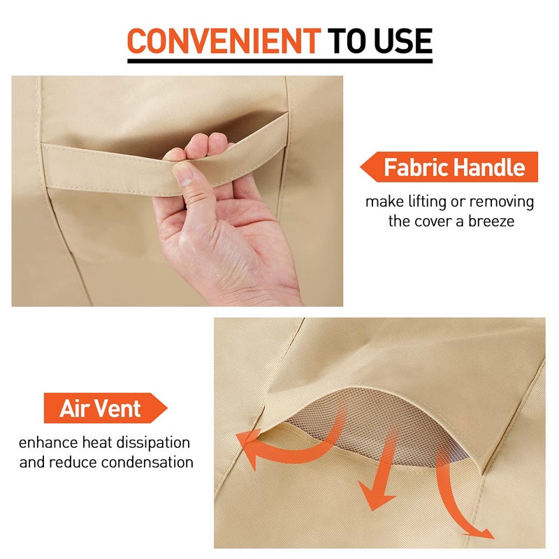Arcedo Outdoor High Back Chair Covers Waterproof, Heavy Duty Stackable Dining Swivel Chair Covers, All Weather Resistant Patio Furniture Cover, 29â€W x 30â€D x 42â€H, 2 Pack, Beige & Brown - Image 4