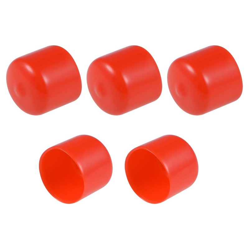 uxcell uxcell 5pcs Rubber End Caps 25mm1inch ID Vinyl Round Tube Bolt Cap Cover Thread Protectors Red 