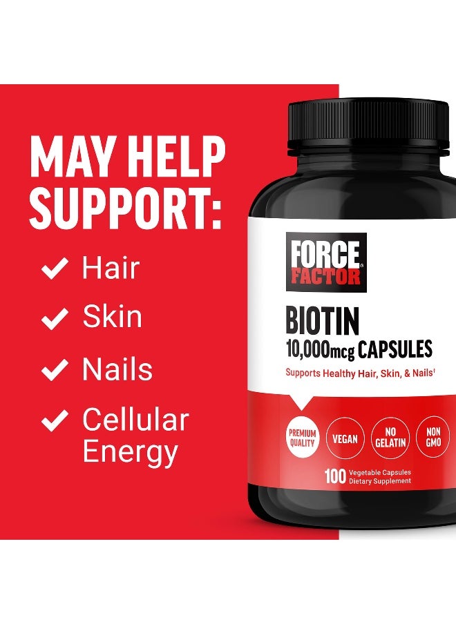 Force Factor Force Factor, Biotin, 10,000 mcg, 100 Vegetable Capsules  - Image 3