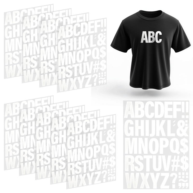 CXWLJL 10 Sheets Iron on Letters for Clothing Heat Transfer Vinyl Iron on Letters for DIY T-Shirts - White Letters - Image 1