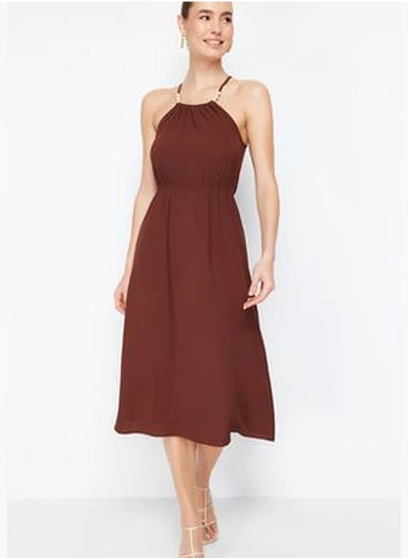 trendyol Brown Woven Midi Dress