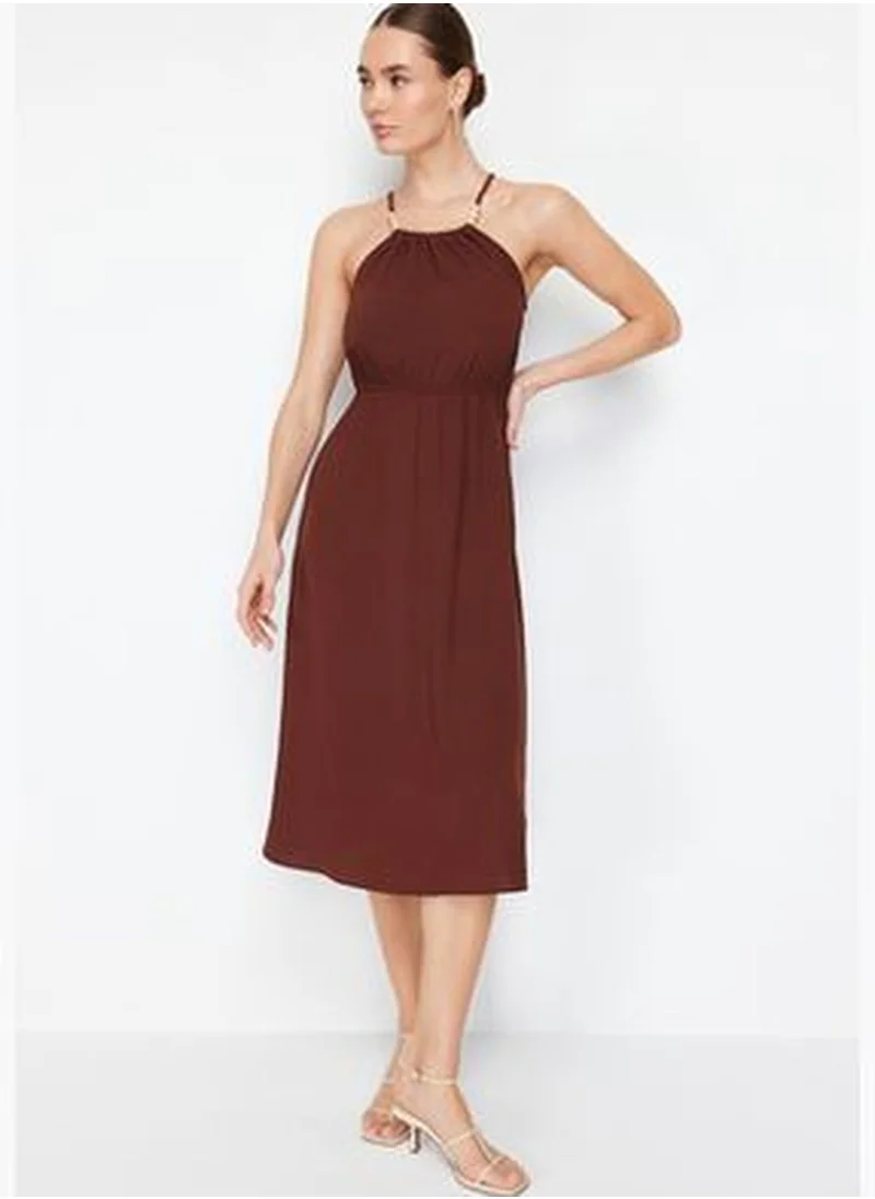 trendyol Brown Woven Midi Dress