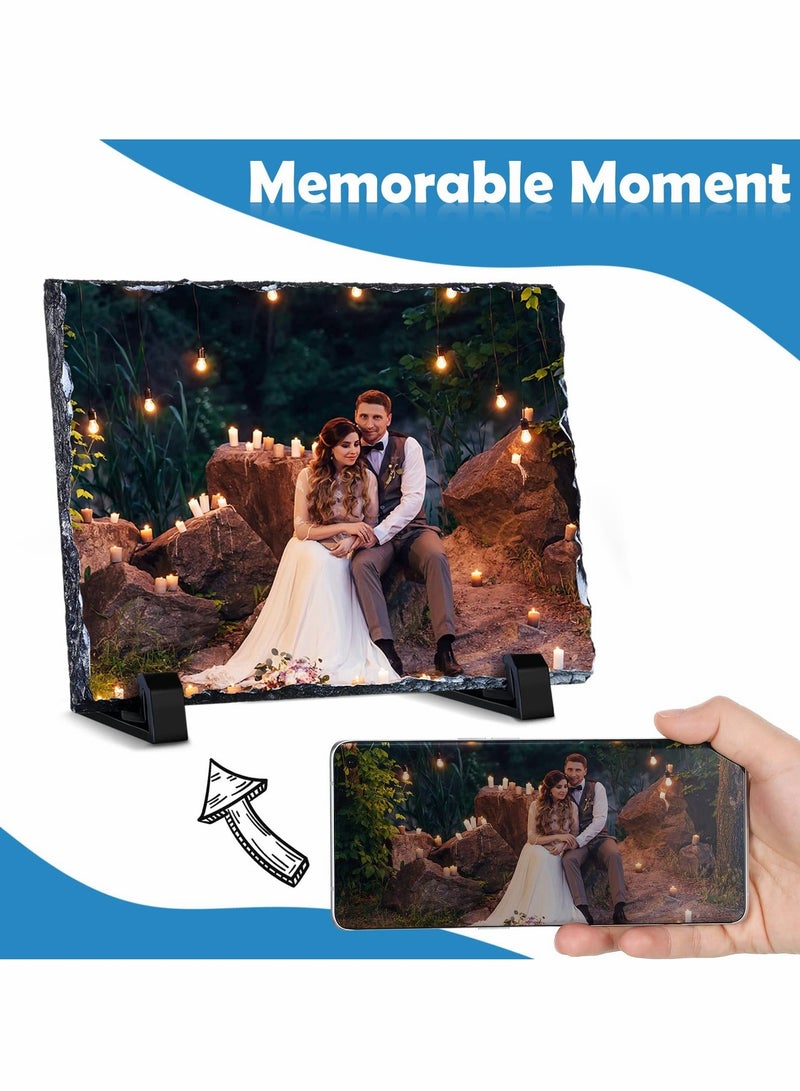 Sublimation Blank Slate Rock Stone Photo Frame, Thermal Transfer Stone Slab Rectangular Photo Frame with Display Stand for Heat Press (2 Pcs, 3.9 x 5.9 Inches) - Image 3