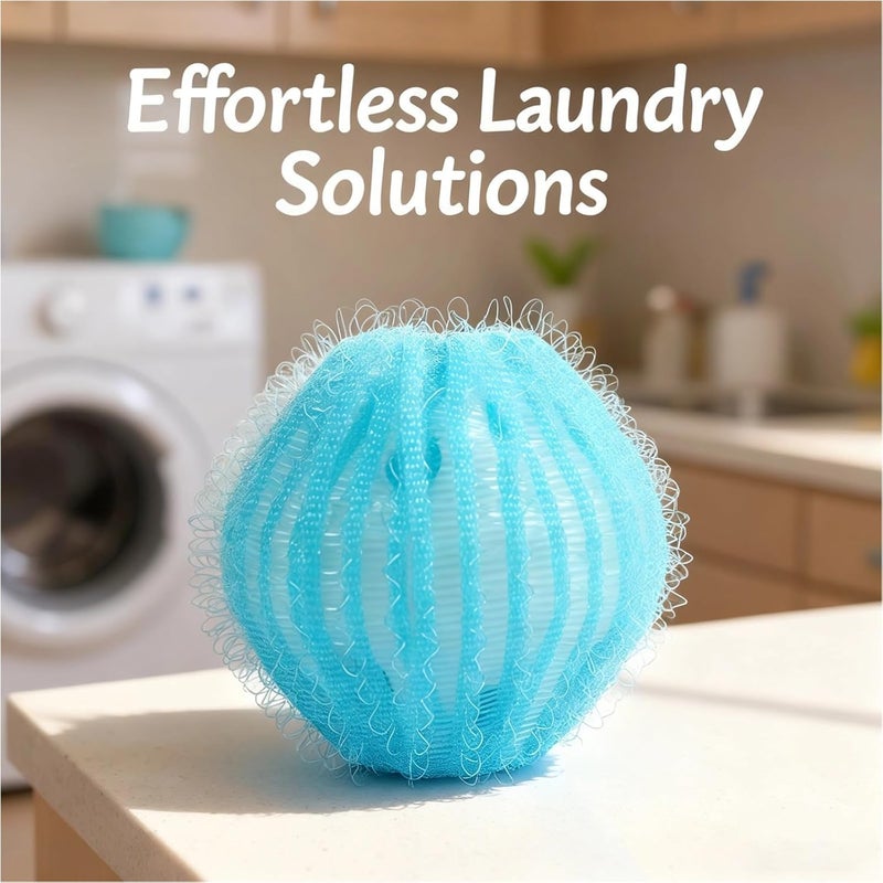 12 Pcs Laundry Balls, Hair Catcher for Washing Machine, 3.5 Cm Pet Hair Remover, Anti-Winding, Sea Blue - Image 2