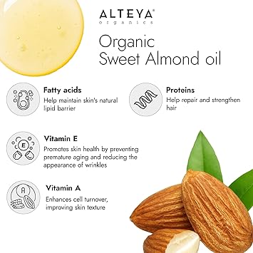 Alteya Organic Sweet Almond Oil 100ml 100 USDA Certified Organic Pure Natural Cold Pressed Sweet Almond Carrier Oil Premium Therapeutic Grade Skin Treatment - Image 4