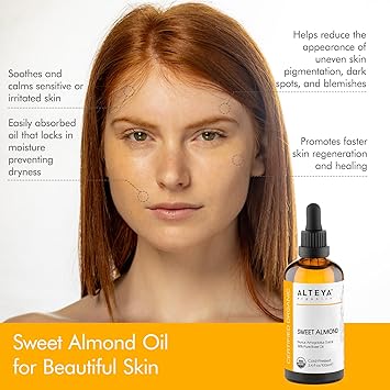 Alteya Organic Sweet Almond Oil 100ml 100 USDA Certified Organic Pure Natural Cold Pressed Sweet Almond Carrier Oil Premium Therapeutic Grade Skin Treatment - Image 3