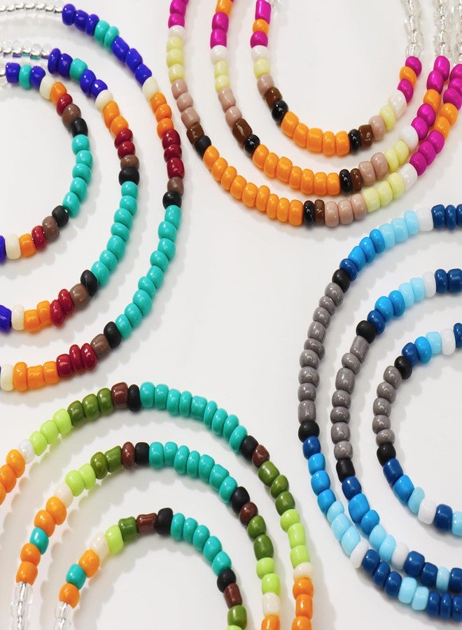 BOCAR 4 Pairs Statement Seed Bead Hoop Dangle Multicolor Stud Earrings for Women Handmade Costume Drop Earrings Handmade Jewelry Gifts (BER-1225-Mix) - Image 5