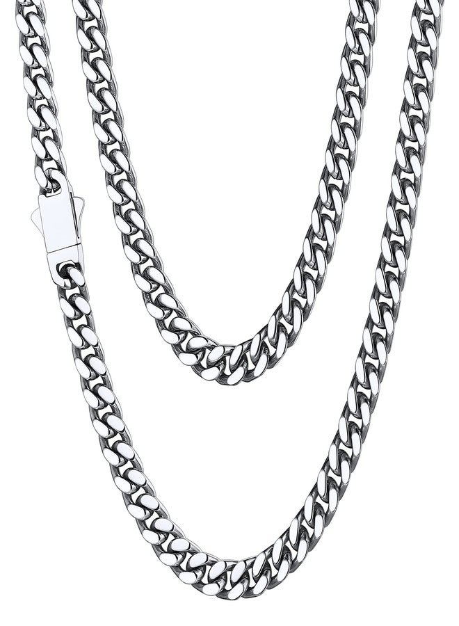 ChainsHouse Stainless Steel Mens Cuban Link Chain, Miami Cuban Chain Necklace for Men, 5mm Wide Hip Hop Mens Jewelry, 18" - Image 1