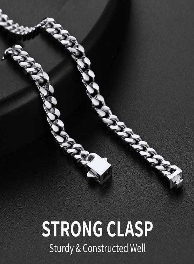 ChainsHouse Stainless Steel Mens Cuban Link Chain, Miami Cuban Chain Necklace for Men, 5mm Wide Hip Hop Mens Jewelry, 18" - Image 3