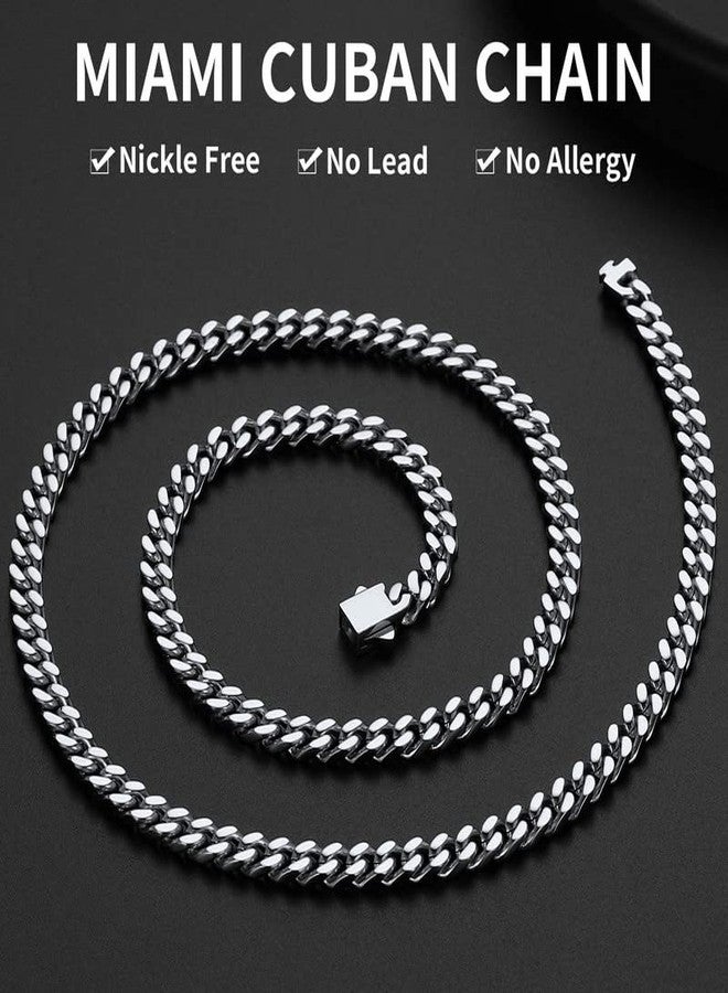 ChainsHouse Stainless Steel Mens Cuban Link Chain, Miami Cuban Chain Necklace for Men, 5mm Wide Hip Hop Mens Jewelry, 18" - Image 2