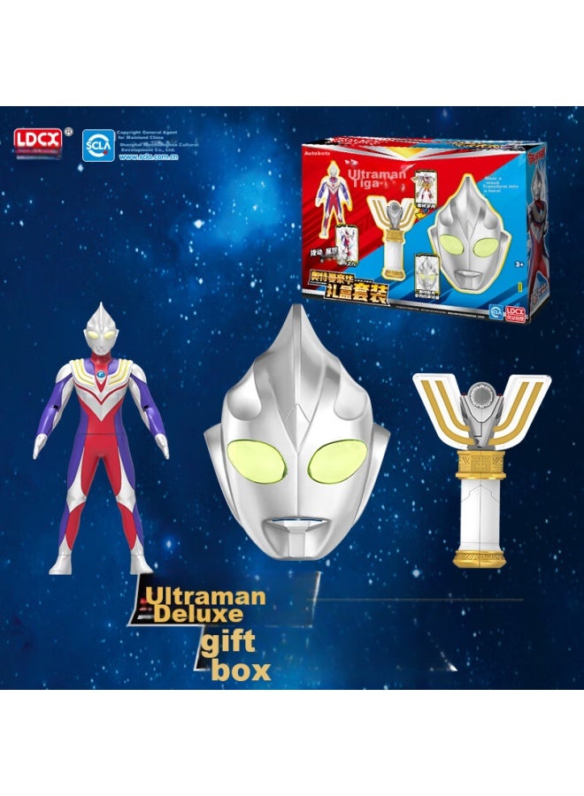 Ldcx Ultraman Tiga Action Figure Transformation Device Light Stick Set Gift Box Toy For Boys, Children's Day Gift, Birthday Present - Image 1