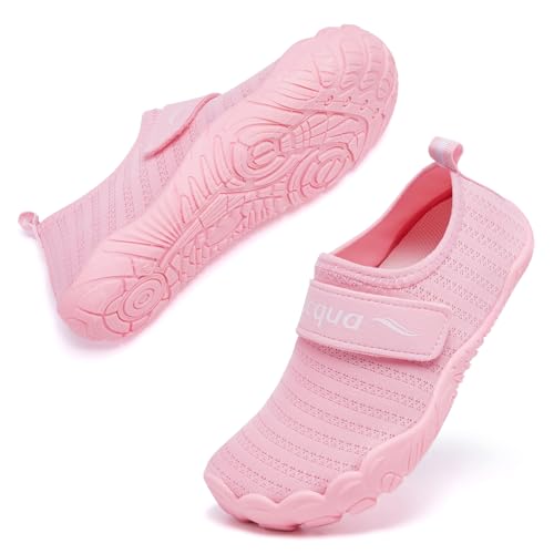 Racqua Kids Girls Water Shoes Breathable Swim Shoes Quick Dry Aqua Shoes Lightweight Non-Slip Outdoor Pool Beach Shoes Pink 3 - Image 2