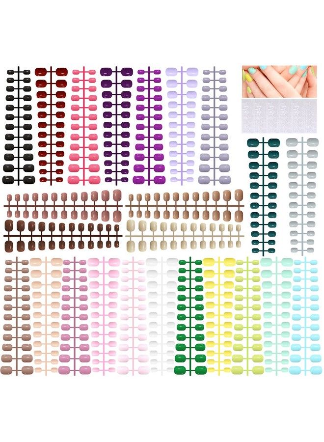 TOROKOM 576 Pieces Kids Short Glossy Press On Nails Torokom Children False Nails 24 Colors Glossy Acrylic Nails Art Tip For Kids Short Square Full Cover Fake Nails For Women Girls Kids - Image 2