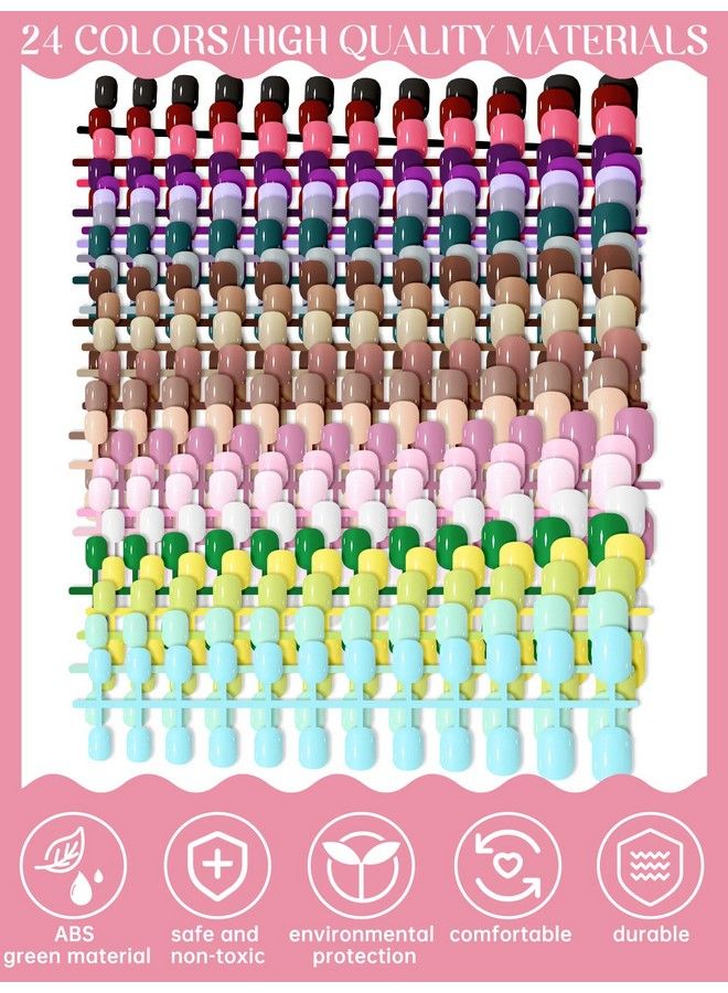 TOROKOM 576 Pieces Kids Short Glossy Press On Nails Torokom Children False Nails 24 Colors Glossy Acrylic Nails Art Tip For Kids Short Square Full Cover Fake Nails For Women Girls Kids - Image 3