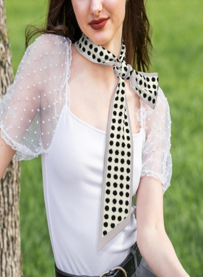 Farg Polka Dots Silk Scarf Women Fashion Head Neck Skinny Scarf Printed for Hair Handbags Bag Dress 47.2”x3.1” - Image 4
