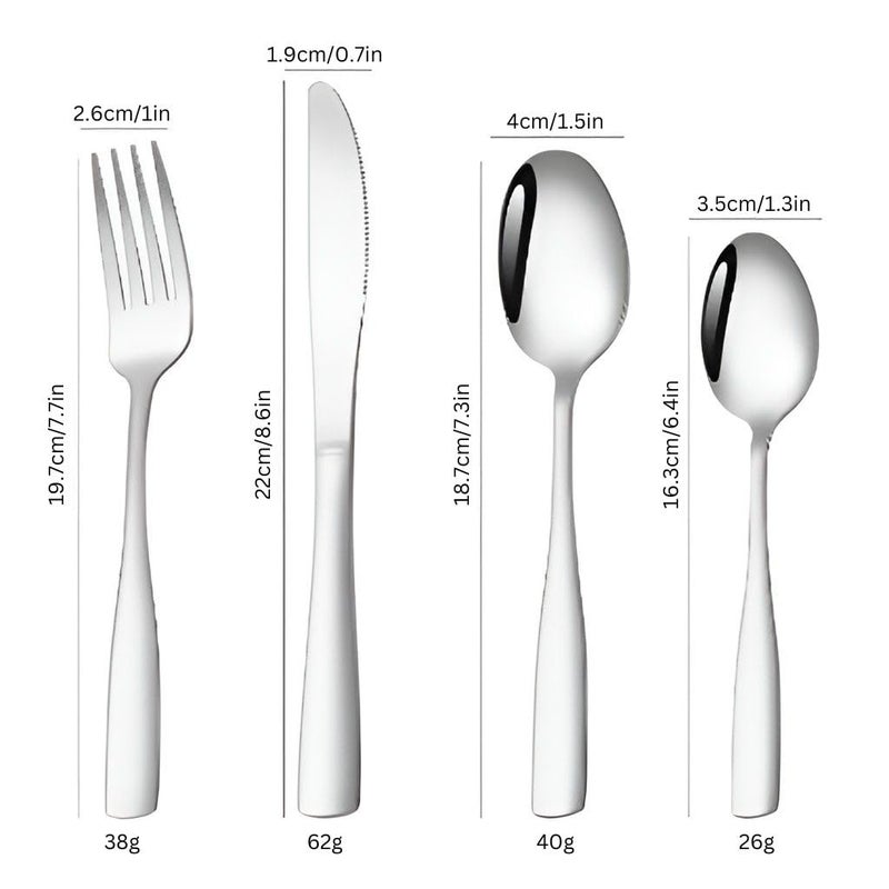 Sugalsu Stainless Steel Knife Fork Spoon Set Flatware Set for Kitchen Hotel Restaurant FoodGrade Tableware Cutlery Set Mirror Finished Utensil Dishwasher Safe Set of 520Pcs Silver - Image 2