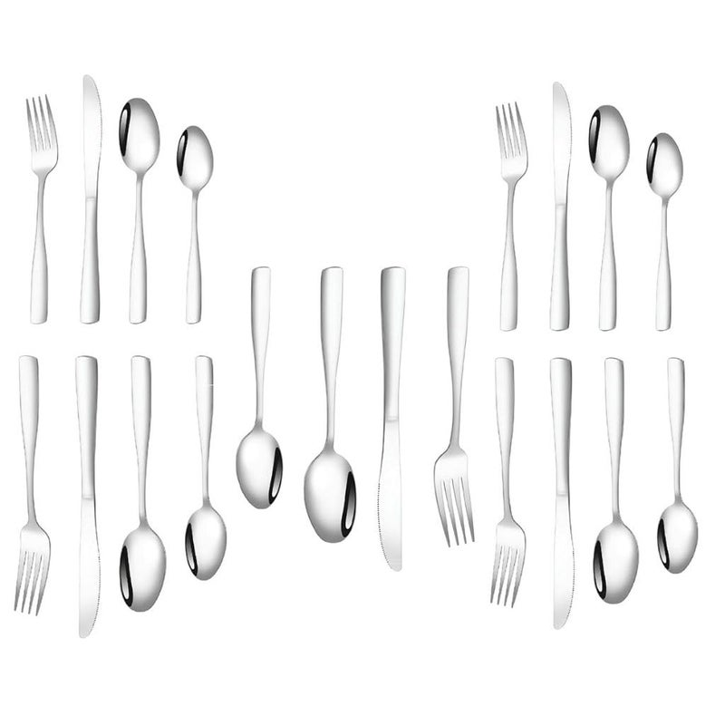 Sugalsu Stainless Steel Knife Fork Spoon Set Flatware Set for Kitchen Hotel Restaurant FoodGrade Tableware Cutlery Set Mirror Finished Utensil Dishwasher Safe Set of 520Pcs Silver - Image 1