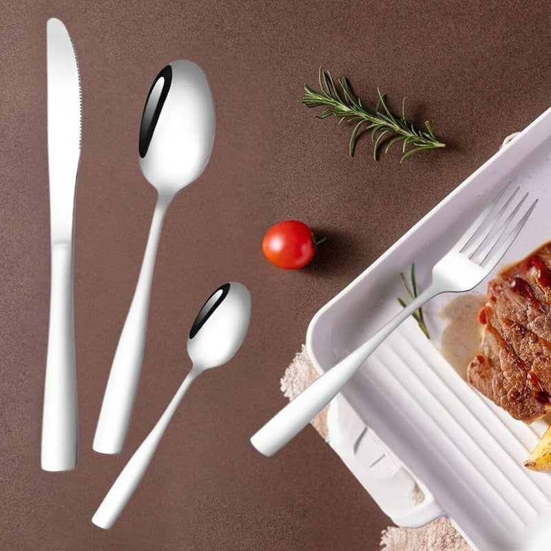 Sugalsu Stainless Steel Knife Fork Spoon Set Flatware Set for Kitchen Hotel Restaurant FoodGrade Tableware Cutlery Set Mirror Finished Utensil Dishwasher Safe Set of 520Pcs Silver - Image 5
