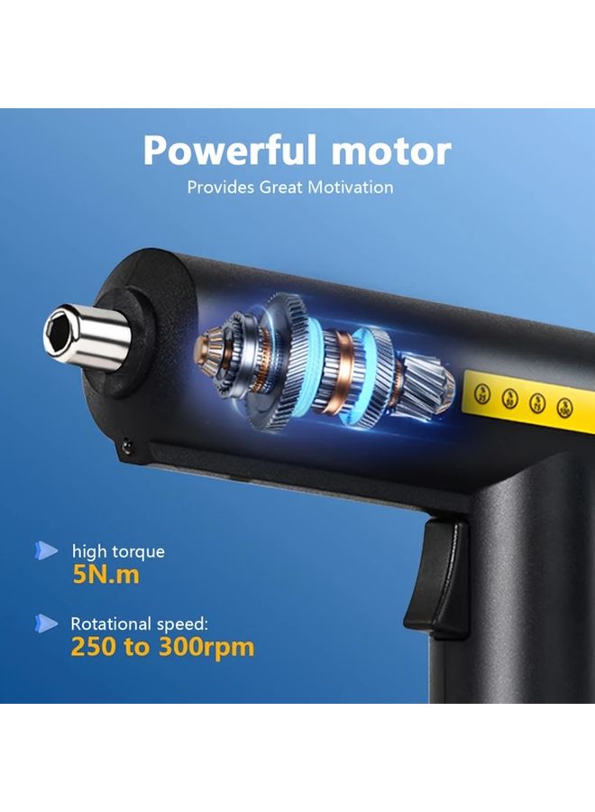 Black 3 Cordless Electric Screwdriver Set USB Charging LED Light Reverse Rotation Equipped with 2000mAh Lithium Battery for Home Office Car Repair - Image 4