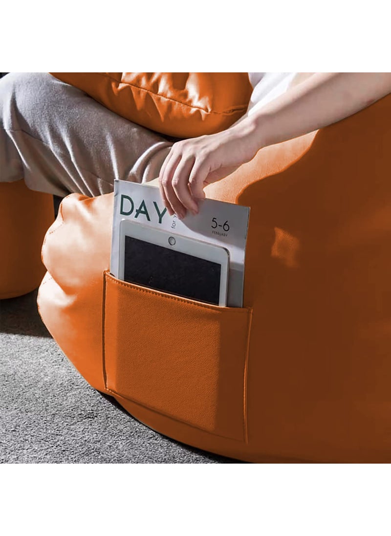 Kushuvi Kushuvi 4XL Bean Bag with Footrest with Cushion Ready to Use with Beans Faux Leather Orange 4XL  - Image 5
