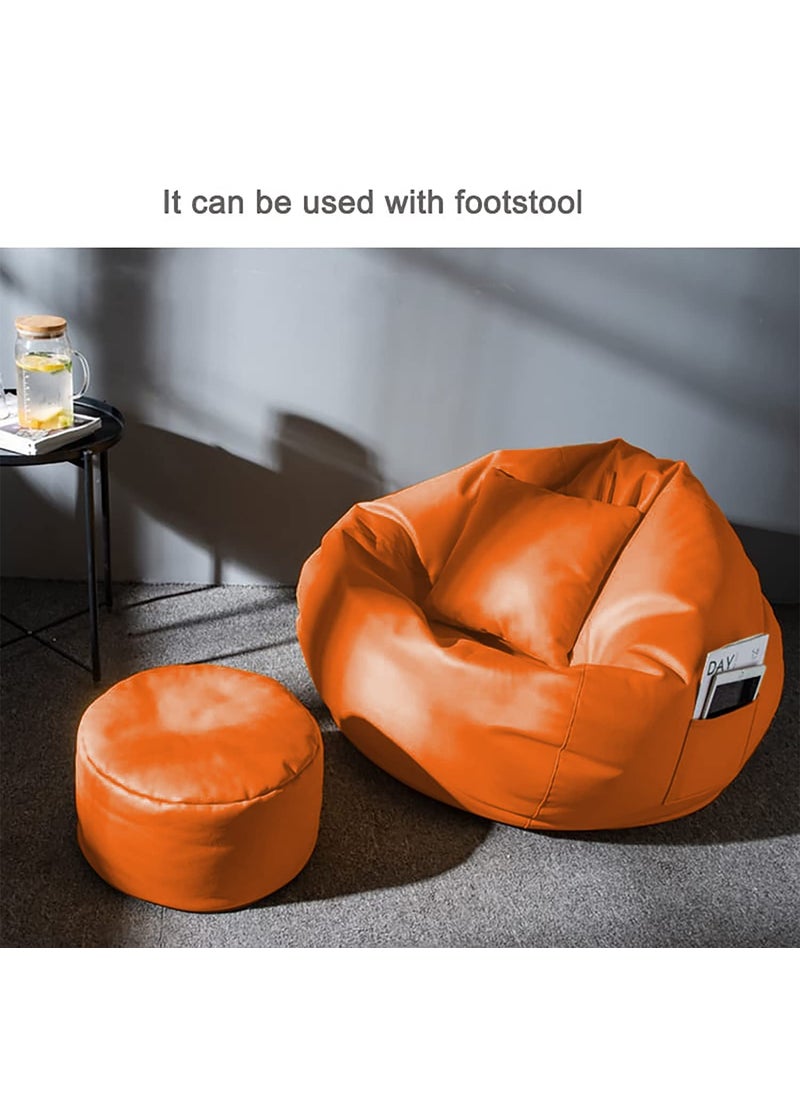 Kushuvi Kushuvi 4XL Bean Bag with Footrest with Cushion Ready to Use with Beans Faux Leather Orange 4XL  - Image 2