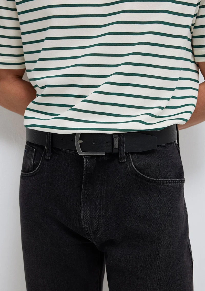 مافي Black Faux Leather Belt