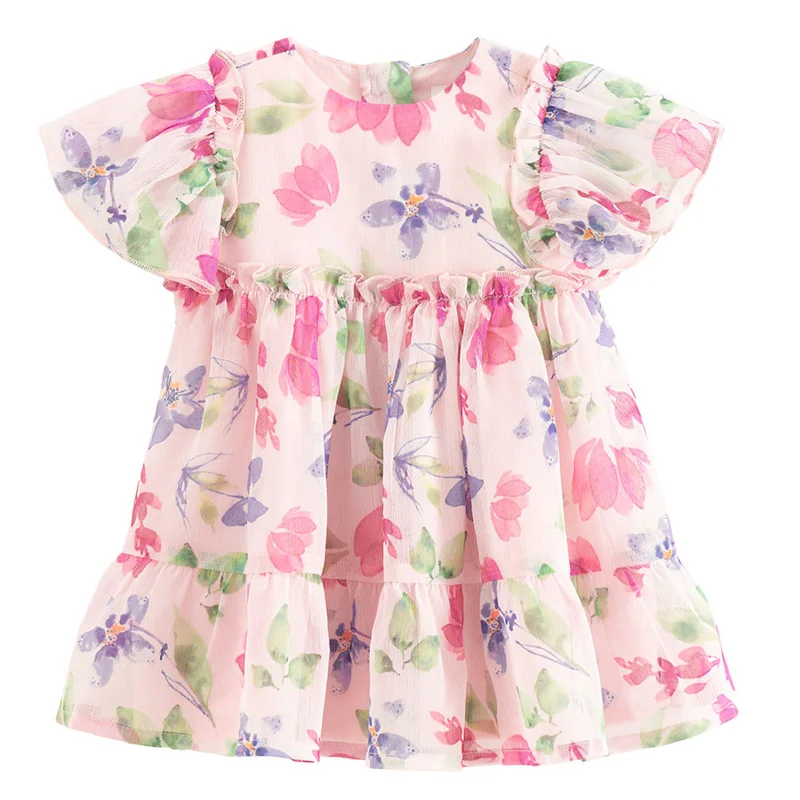 كول كلوب فستان بوليستر وردي فاتح بأكمام قصيرة