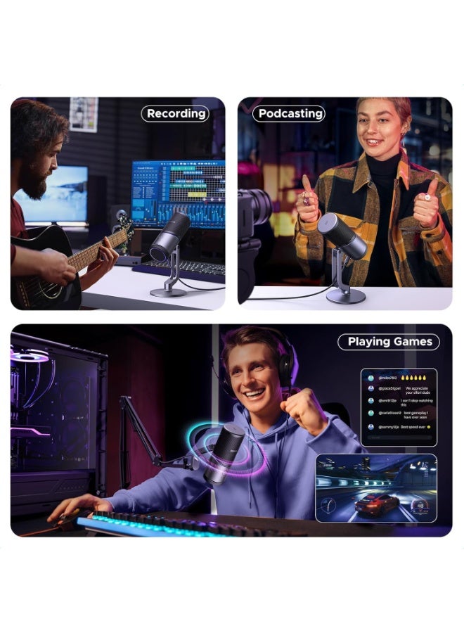 UGREEN Computer Microphone, USB Microphone with RGB Lights, Mute Button, 24bit/96kHz, Cardioid Polar Pattern, Volume Control, Condenser Microphone for Streaming, Gaming, Podcasting, Recording, Laptop, PlayStation - Image 5